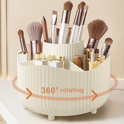 360° Rotating Makeup Brush Holder, 5-Compartment Cosmetic Storage Box, for Nail Polish, Desktop Vanity, and Bathroom Storage