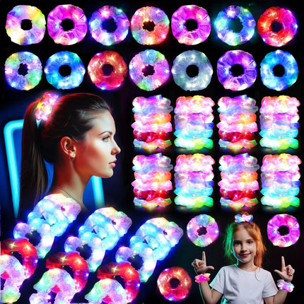 Fashion LED Luminous Hair Scrunchies Light Up Glowing Scrunchy Hair Band For Girls Flashing Hair Tie Hair Rope Hair Accessories
