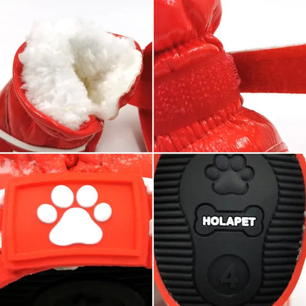 4Pcs/set Pet Shoes Winter Warm Waterproof Slip Fleece Dog Snow Boots for Dogs Puppy Rain Footwear Accessories Chihuahua Bulldog