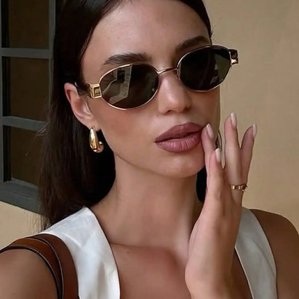 1pc Oval Shaped Small Fashion Women Fashion Glasses INS Street Fashion Vintage Fashion Glasses Metal Frame Black Fashion Glasses