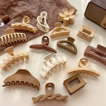 Women Hair Claw Clips Korea Coffee Beige Acrylic Large Hair Claw Hairpin Geometric Barrettes Crab Girl Headwear Hair Accessories
