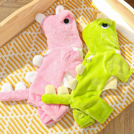New Small Dinosaur Transforming Dog Clothes Autumn Winter Flannel Warm Teddy Cat Pet Clothes Dog Jumpsuits Rompers