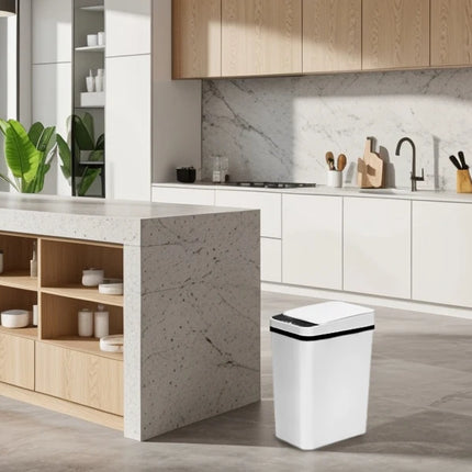 2 Pack 12L Bathroom Automatic Trash Cans Touchless Motion Sensor Slim with Lid for Bathroom Bedroom Living Room Office White