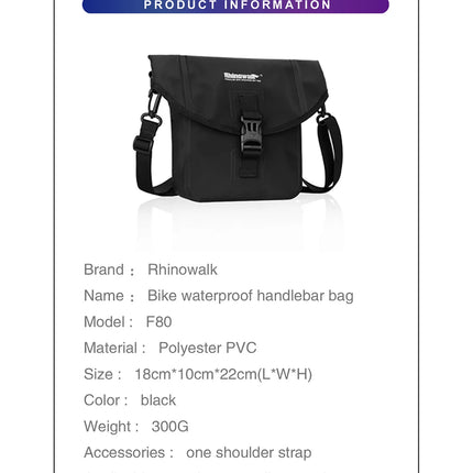 Rhinowalk Electric Scooter Handlebar Bag Waterproof Pannier Bag Multifunction Outdoor Riding Bag Portable Shoulder Bag 2023 New