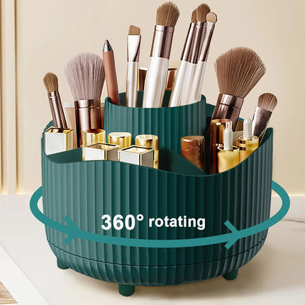 360° Rotating Makeup Brush Holder, 5-Compartment Cosmetic Storage Box, for Nail Polish, Desktop Vanity, and Bathroom Storage