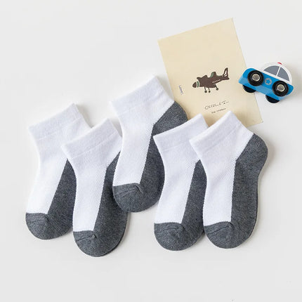 5 Pairs/Lot 2023 New Summer Children Socks Cotton Kids Fashion Black White Gray For 1-12 Years Teen Student Baby Girl Boy Socks