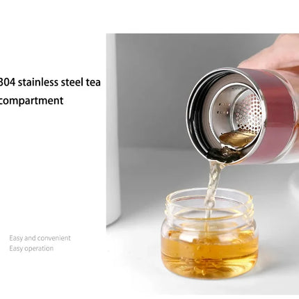 420ML Tea Water Bottle High Borosilicate Glass Double Layer Tea Water Cup Infuser Tumbler Drinkware Water Bottle With Tea Filter