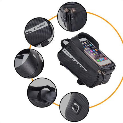 Bicycle Front Beam Bag Front Tube Cycling Bag Bicycle Waterproof Phone Case Holder Touchscreen Waterproof Saddle Bag Accessories