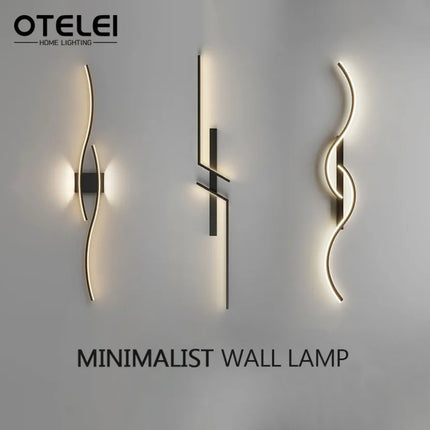 Long Strip LED Wall Lamp Modern Remote Control Dimming Living Roomdecor Wall Lamp Background Bedroom Bedside Home LED Lighting