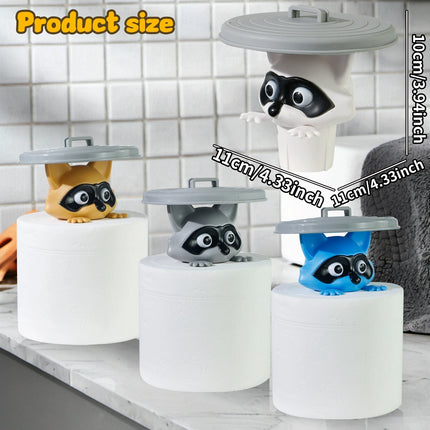 Cute Raccoon Dog Sheep Toilet Paper Holder Playful Bathroom Decor With Trash Can Lid Cover Unique Gift Idea Funny Home Accessory
