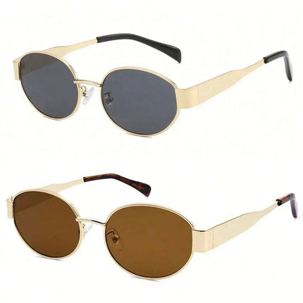 1pc Oval Shaped Small Fashion Women Fashion Glasses INS Street Fashion Vintage Fashion Glasses Metal Frame Black Fashion Glasses