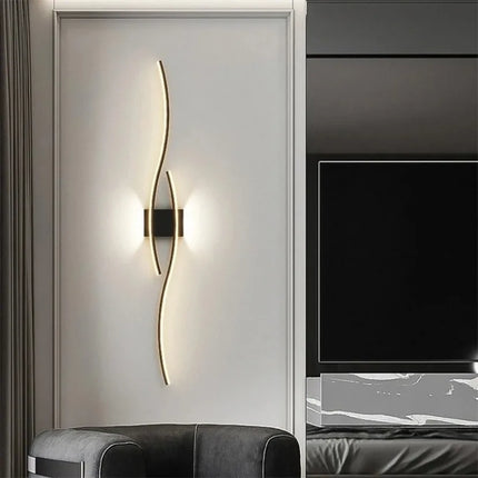 Long Strip LED Wall Lamp Modern Remote Control Dimming Living Roomdecor Wall Lamp Background Bedroom Bedside Home LED Lighting