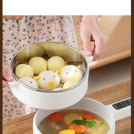 600W Electric Cooking Pot Rice Cooker Hotpot  Multicooker Pancake Smart Electric Skillet Fried Pan 1.6L Food Steamer 220V