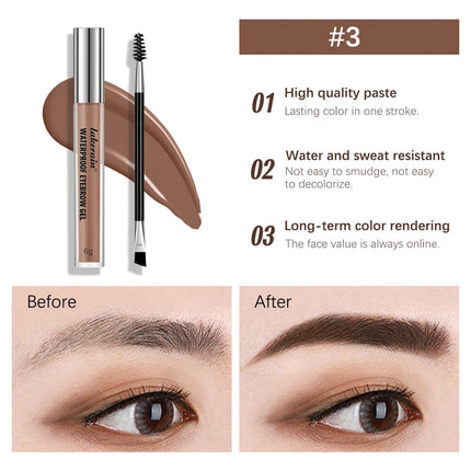 Lakerain Waterproof Eyebrow Gel Long Lasting Highly Pigmented Liquid Eyebrow Makeup Sweatproof Natural Black Brown