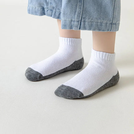 5 Pairs/Lot 2023 New Summer Children Socks Cotton Kids Fashion Black White Gray For 1-12 Years Teen Student Baby Girl Boy Socks