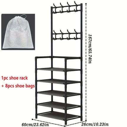 5-Level Metal Shoe Rack Tool-Free Setup Straightforward Design Multi-Purpose Shoes Boots And Sundries in Living Room Hallway