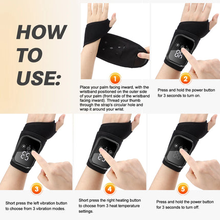 Electric Heating Wrist Massager Wrist Brace Protector Wrap Vibration Massage Relieves Tenosynovitis Carpal Tunnel Fatigue Relief