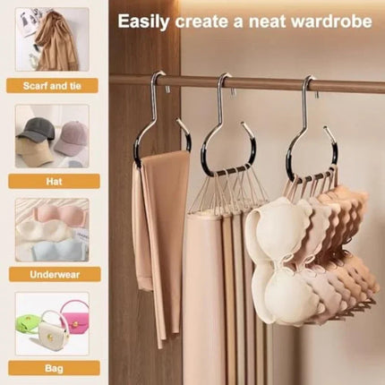 Tie Hanger Multifunction Hooks Circle Ring Hat Hanger Non-marking Non-slip Hat Storage Hook Scarf Towel Tie Hanging Rack