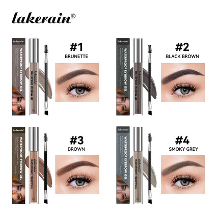 Lakerain Waterproof Eyebrow Gel Long Lasting Highly Pigmented Liquid Eyebrow Makeup Sweatproof Natural Black Brown