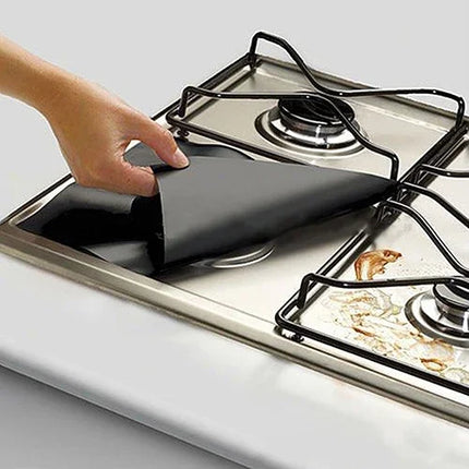 4 Pcs Square Foil Gas Hob Protector Liner Easy Clean Reusable Protection Pad Gas Stove Stovetop Protector Kitchen Accessories
