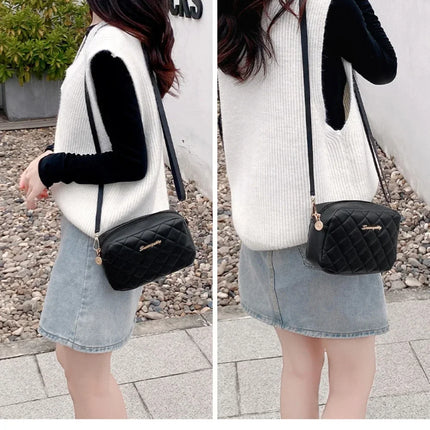 2026 tassel women's small crossbody bag trend diamond grid embroidery camera women's shoulder bag fashion chain crossbody bag