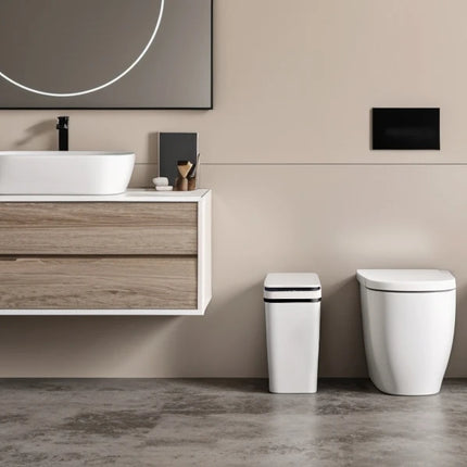 2 Pack 12L Bathroom Automatic Trash Cans Touchless Motion Sensor Slim with Lid for Bathroom Bedroom Living Room Office White
