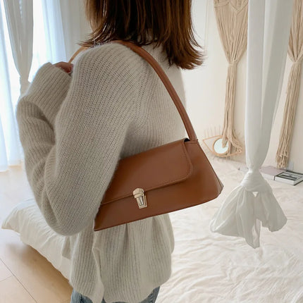 Korean Style Underarm Female Bag PU Minimalist Women Handbag 2025 New Fashion Shoulder Bag Solid Color Daily Commuter bag