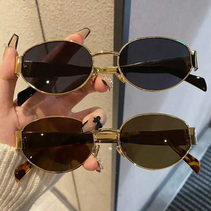 1pc Oval Shaped Small Fashion Women Fashion Glasses INS Street Fashion Vintage Fashion Glasses Metal Frame Black Fashion Glasses