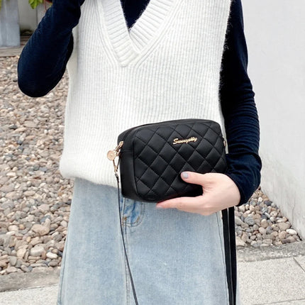 2026 tassel women's small crossbody bag trend diamond grid embroidery camera women's shoulder bag fashion chain crossbody bag