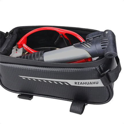 Bicycle Front Beam Bag Front Tube Cycling Bag Bicycle Waterproof Phone Case Holder Touchscreen Waterproof Saddle Bag Accessories