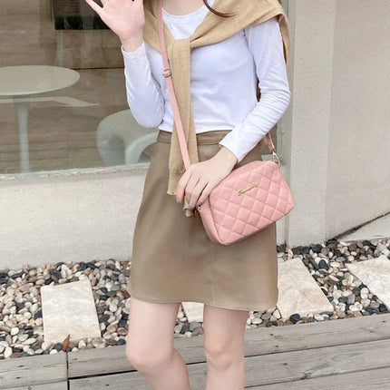 2026 tassel women's small crossbody bag trend diamond grid embroidery camera women's shoulder bag fashion chain crossbody bag