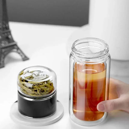 420ML Tea Water Bottle High Borosilicate Glass Double Layer Tea Water Cup Infuser Tumbler Drinkware Water Bottle With Tea Filter