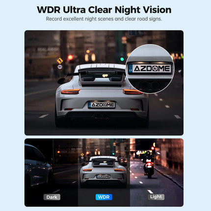 AZDOME Dash Cam 1296P WiFi Dash Camera for Cars Voice Control Dashcams Night Vision Loop Recording G-Sensor 24H Parking Monitor