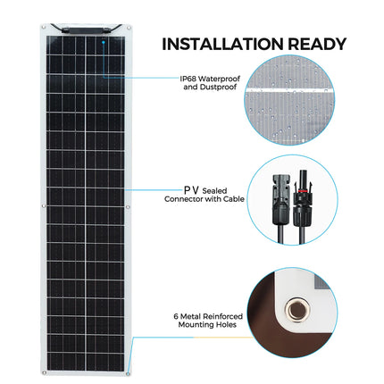 50W 100W Monocrystalline Flexible Solar Panel Kit 12V Battery Charger System For Home Camping Car RV Boat Off-grid Applications