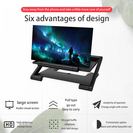 8 inch 3D HD Cell Phone Screen Amplifier Bracket 3-4X Zoom Curved Surface Foldable Display Magnifying Stand for 4.0-6.0 inch Pho