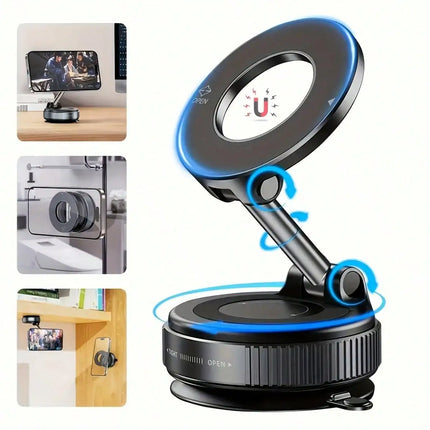 Upgraded Vacuum Magnetic Car Phone Holder, 360° Reinforced Ultra Suction Cup Phone Mount For Car, Travel, Gym, Table