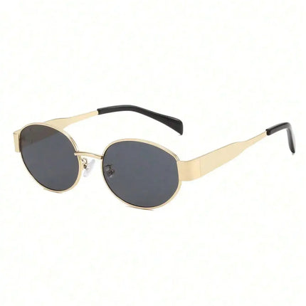 1pc Oval Shaped Small Fashion Women Fashion Glasses INS Street Fashion Vintage Fashion Glasses Metal Frame Black Fashion Glasses
