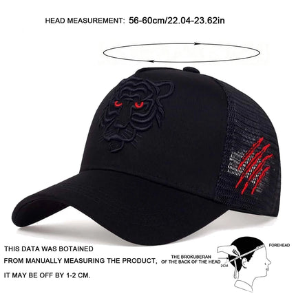 1piece Unisex Tiger Head Embroidery Baseball Caps Spring and Autumn Outdoor Adjustable Casual Hats Sunscreen Hat ﻿