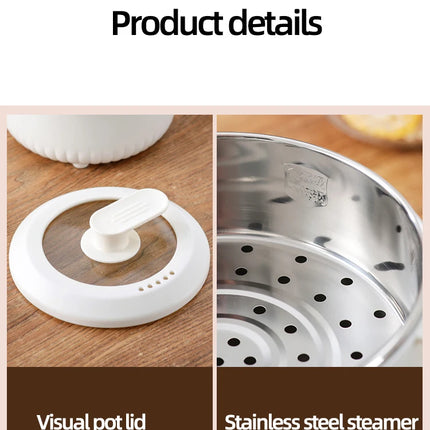 600W Electric Cooking Pot Rice Cooker Hotpot  Multicooker Pancake Smart Electric Skillet Fried Pan 1.6L Food Steamer 220V