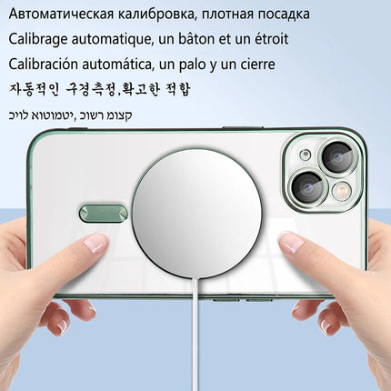 For Magsafe Fashion Plating Lens Protector Case For iPhone 11 12 13 14 15 Pro Max Plus Silicone Wireless Magnetic Charging Cover