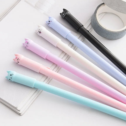 Set of 6 Cute Kitten Gel Pens, Suitable as Party Gifts for Boys and Girls, School Supplies, and Presents