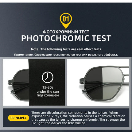 CLLOIO New Fashion Aluminum Photochromic Sunglasses Men Women Polarized Sun Glasses Chameleon Anti-glare Driving Oculos de sol