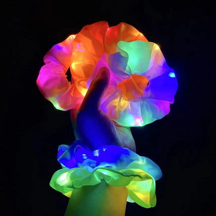 Fashion LED Luminous Hair Scrunchies Light Up Glowing Scrunchy Hair Band For Girls Flashing Hair Tie Hair Rope Hair Accessories