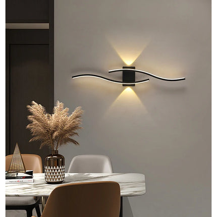 Long Strip LED Wall Lamp Modern Remote Control Dimming Living Roomdecor Wall Lamp Background Bedroom Bedside Home LED Lighting