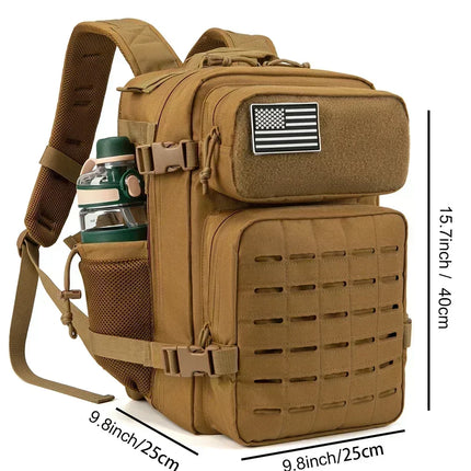 25L/45L Tactical Backpack Outdoor for Women/men Laser Cut Molle Hiking 3Day pack School Bag Gym Rucksack with Dual Cup Holder