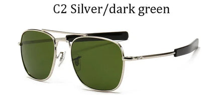 Men's Military Style Polarized Aviator Sunglasses with Bayonet Temples for Outdoor Activities