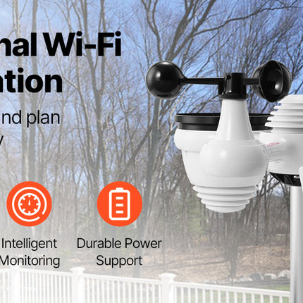 SucceBuy 7-in-1 Wi-Fi Weather Station 7.5 in Color Display + Solar Wireless Outdoor Sensor Alarm Alerts for Temperature Humidity